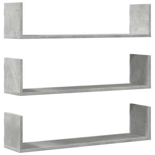 Zidne police 3 kom boja betona 80x18x18cm od konstruiranog drva - Beton siva 80 x 18 x 18 cm 1 Cijena