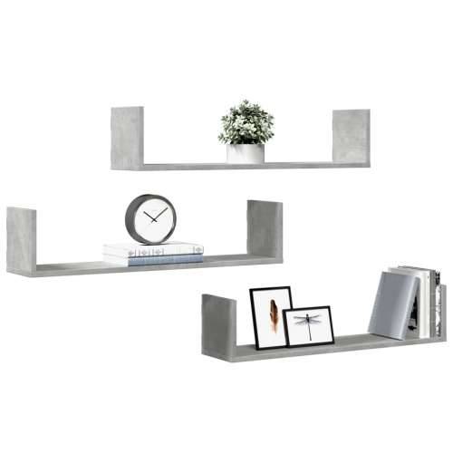 Zidne police 3 kom boja betona 80x18x18cm od konstruiranog drva - Beton siva 80 x 18 x 18 cm 1 Cijena