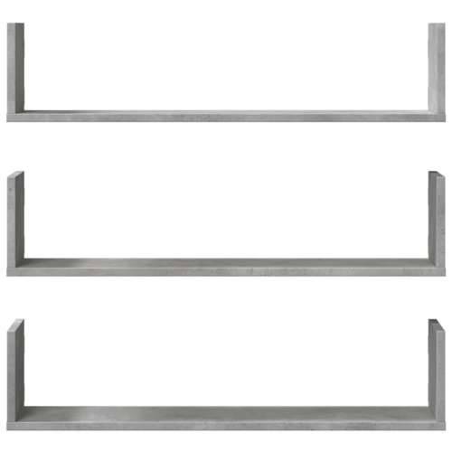 Zidne police 3 kom boja betona 80x18x18cm od konstruiranog drva - Beton siva 80 x 18 x 18 cm 1 Cijena