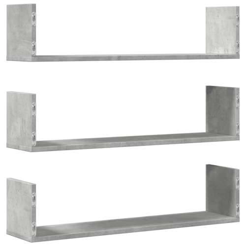Zidne police 3 kom boja betona 80x18x18cm od konstruiranog drva - Beton siva 80 x 18 x 18 cm 1 Cijena