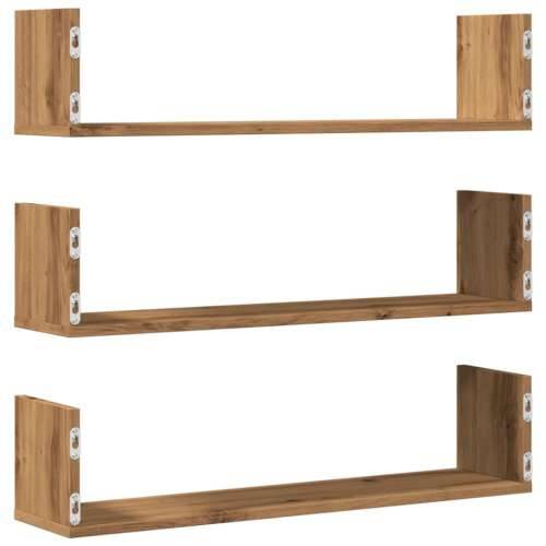 Zidne police 3 kom boja artisian hrast 80x18x18 cm drvene - Boja hrasta 80 x 18 x 18 cm 1 Cijena