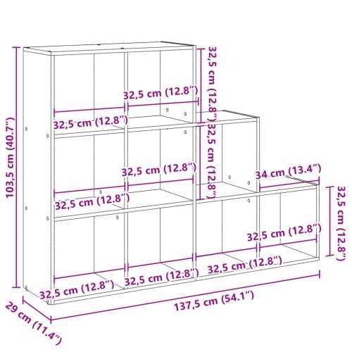 Pregrada/regal za knjige3 razina hrast 137,5x29x103,5 cm drveni sonoma hrast 1 103.5 cm 137.5 cm Cijena