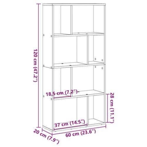 Regal za knjige boja hrasta 60x20x120 cm konstruirano drvo - Dimljeni hrast 1 60 cm Cijena
