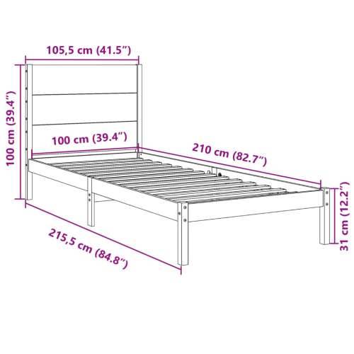Dugi okvir kreveta bez madraca bijeli 100x210 cm masivno drvo - Bijela 100 x 210 cm Cijena