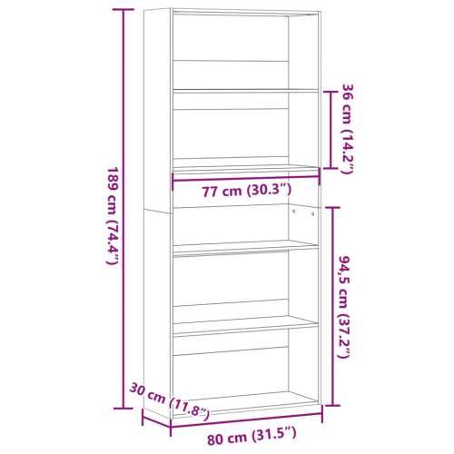 Ormarić za knjige boja drva 80 x 30 x 189 cm konstruirano drvo - Staro drvo 1 189 cm 80 cm Cijena