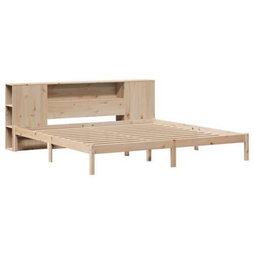 Krevet s regalom za knjige bez madraca 180x200 cm od borovine - Prirodna 180 x 200 cm Cijena