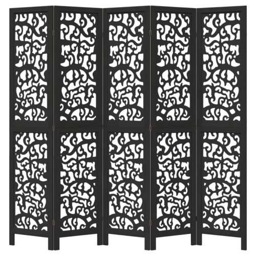Paravan - Sobna pregrada s 5 panela crno od masivnog drva paulovnije - 40 x 180 cm 5 Cijena