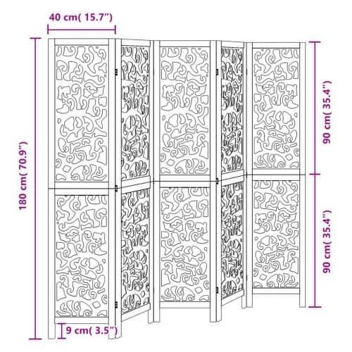Paravan - Sobna pregrada s 5 panela crno od masivnog drva paulovnije - 40 x 180 cm 5 Cijena