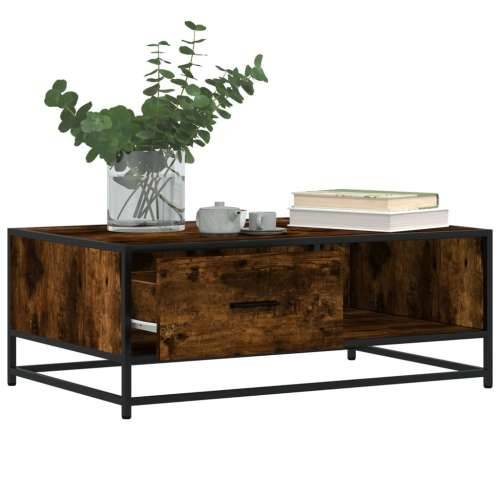 Stolić za kavu boja dimljenog hrasta 90x57x35 cm drvo i metal - Dimljeni hrast 1 Cijena