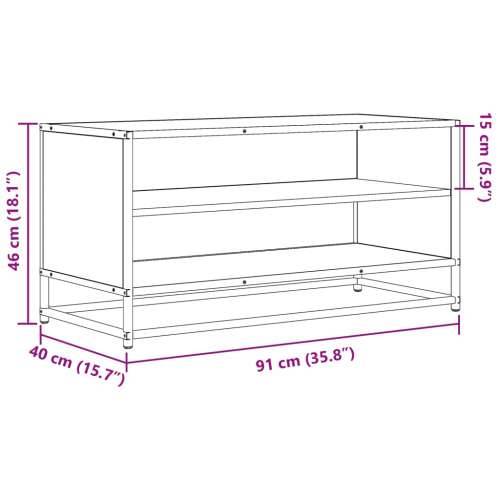 TV ormarić boja hrasta 91x40x46 cm konstruirano drvo i metal - Dimljeni hrast 1 91 cm Cijena