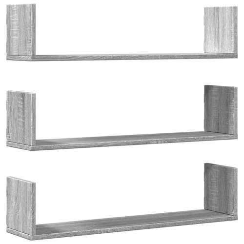 Zidne police 3 kom boja hrasta 80x18x18 cm konstruirano drvo - Sivi hrast sonoma 80 x 18 x 18 cm 1 Cijena