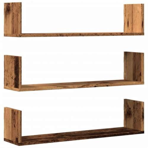 Zidne police 3 kom boja staro drvo 80x18x18cm konstruirano drvo - Staro drvo 80 x 18 x 18 cm 1 Cijena