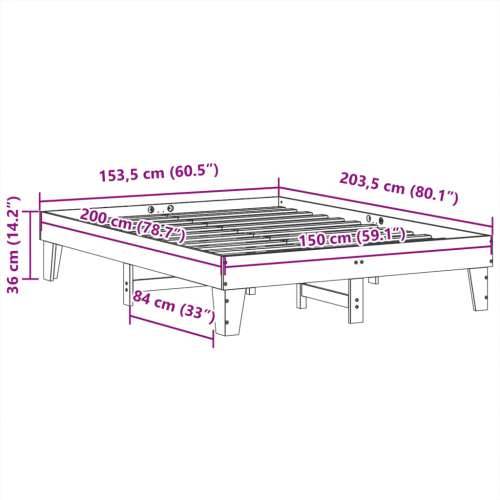 Okvir kreveta bez madraca 150 x 200 cm od masivne borovine - Prirodna 150 x 200 cm Cijena