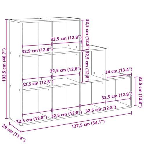 Pregrada/regal za knjige 3razina crni 137,5x29x103,5cm drveni - Crna 1 103.5 cm 137.5 cm Cijena