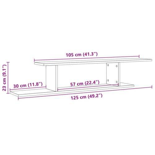 Zidna TV polica boja hrasta 125x18x23 cm konstruirano drvo - hrast artisan 1 Cijena