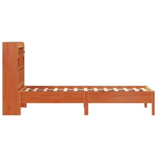 Krevet s regalom za knjige bez madraca 90 x 190 cm od borovine - Voštano smeđa 90 x 190 cm Cijena