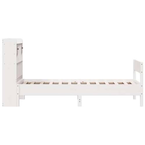 Krevet s regalom z knjige bez madraca bijeli 100x200cm borovina - Bijela 100 x 200 cm Cijena