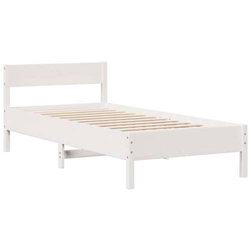 Krevet s regalom z knjige bez madraca bijeli 100x200cm borovina - Bijela 100 x 200 cm Cijena