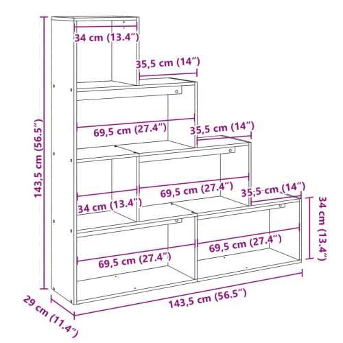 Pregrada za knjige 4 razine bijeli 143,5 x 29 x 143,5 cm drvena - Bijela 1 143.5 cm Cijena