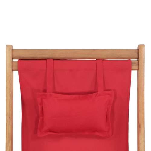 Sklopiva ležaljka za plažu od tkanine s drvenim okvirom crvena Cijena