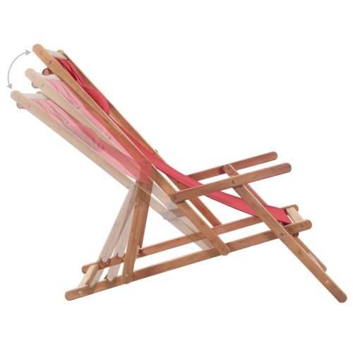 Sklopiva ležaljka za plažu od tkanine s drvenim okvirom crvena Cijena