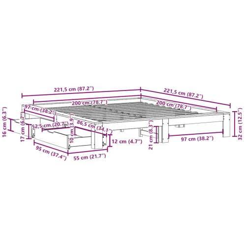 Okvir kreveta bez madraca bijeli 200x200 cm od masivne borovine Bijela 200 x 200 cm Cijena