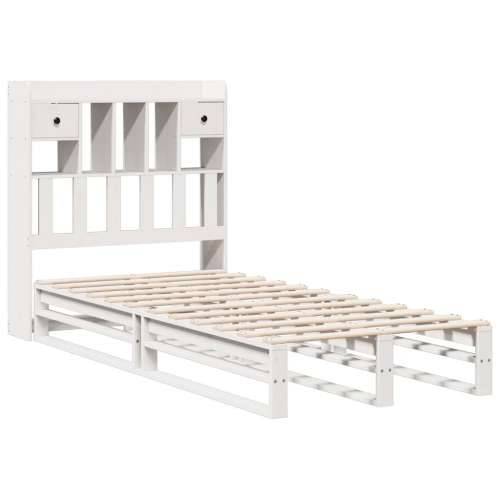 Krevet s regalom z knjige bez madraca bijeli 100x200cm borovina - Bijela 100 x 200 cm Cijena