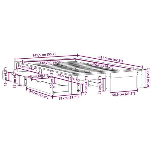 Okvir kreveta bez madraca bijeli 120 x 200 cm masivna borovina - Bijela 120 x 200 cm Cijena