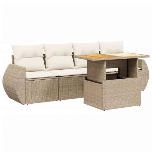 5-dijelni vrtni set sofa s jastucima bež od poliratana - bež i krem bez spremišta 1 Cijena