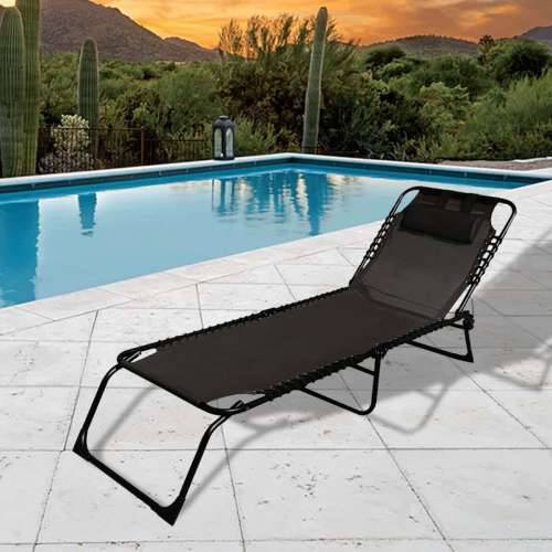 Pludmales guļamkrēsls Marbueno Crna 190 x 27 x 58 cm Casual Cijena