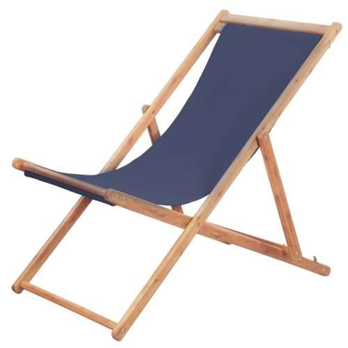 Sklopiva ležaljka za plažu od tkanine s drvenim okvirom plava Cijena
