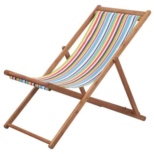 Sklopiva ležaljka za plažu od tkanine s drvenim okvirom višebojna Cijena