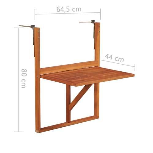 Viseći stol za balkon 64,5 x 44 x 80 cm masivno bagremovo drvo Cijena