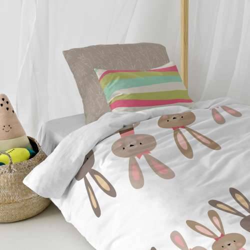 Set pokrivača za poplun HappyFriday Moshi Moshi Rabbit Family Pisana Krevet od 80 2 Dijelovi Cijena
