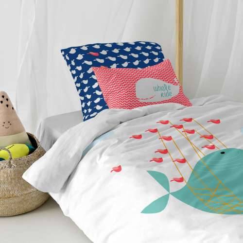 Set pokrivača za poplun HappyFriday Moshi Moshi Whale Pisana Krevet od 80 2 Dijelovi Cijena