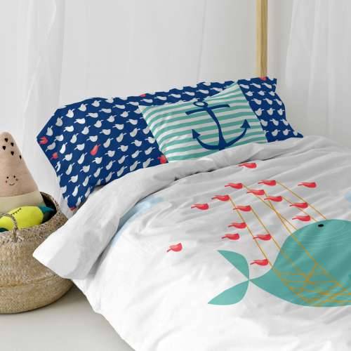 Set pokrivača za poplun HappyFriday Moshi Moshi Whale Pisana Krevet od 80/90 2 Dijelovi Cijena