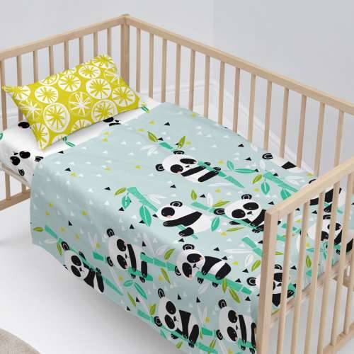 Set posteljine HappyFriday Moshi Moshi Panda garden blue Plava 2 Dijelovi Cijena
