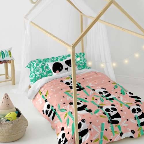Set pokrivača za poplun HappyFriday Moshi Moshi Panda Garden Roza Krevet od 105 2 Dijelovi Cijena
