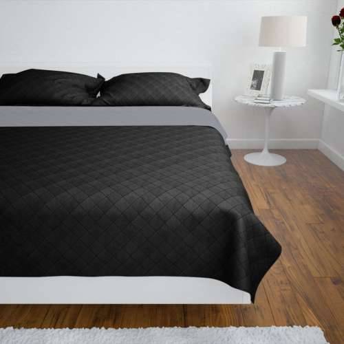 Dvostrani Prošiveni Prekrivač Crno/Sivi 230 x 260 cm - Crna i siva 230 x 260 cm 1 Cijena