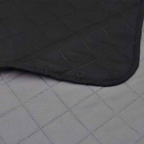 Dvostrani Prošiveni Prekrivač Crno/Sivi 230 x 260 cm - Crna i siva 230 x 260 cm 1 Cijena