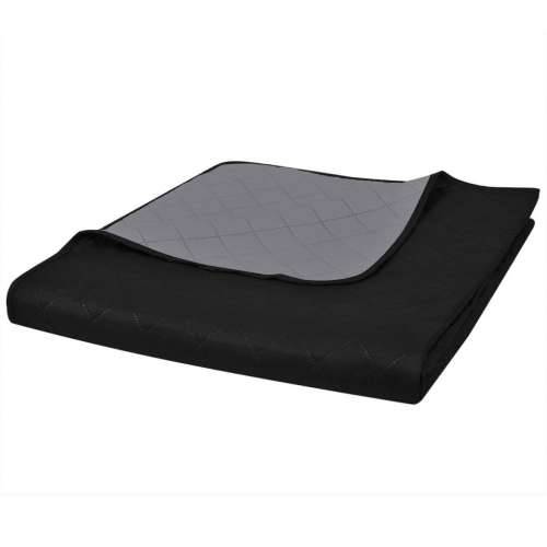 Dvostrani Prošiveni Prekrivač Crno/Sivi 230 x 260 cm - Crna i siva 230 x 260 cm 1 Cijena