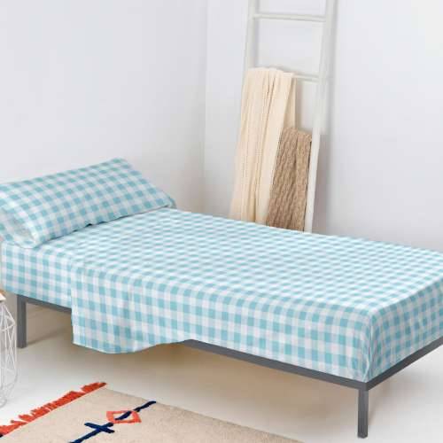 Set posteljine HappyFriday Basic Kids Vichy Plava Krevet od 105 180 x 270 cm 2 Dijelovi Cijena