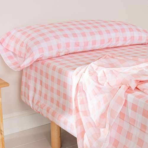 Set posteljine HappyFriday Basic Kids Vichy Roza Krevet od 80/90 2 Dijelovi Cijena