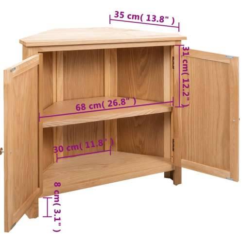 Kutni ormarić od masivne hrastovine 80 x 33,5 x 78 cm - Smeđa 1 Cijena