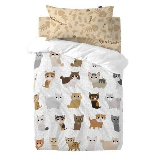 Set pokrivača za poplun HappyFriday Mr Fox Cats Pisana Dječji krevetić 2 Dijelovi Cijena