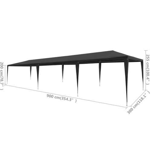 Šator za zabave 3 x 9 m PE antracit Cijena
