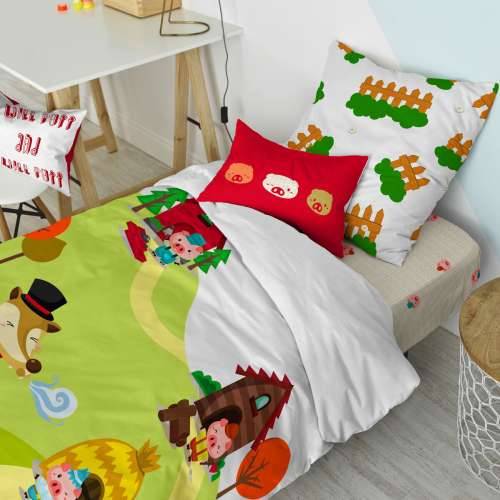 Set pokrivača za poplun HappyFriday Mr Fox Piggys  Pisana Krevet od 80 2 Dijelovi Cijena