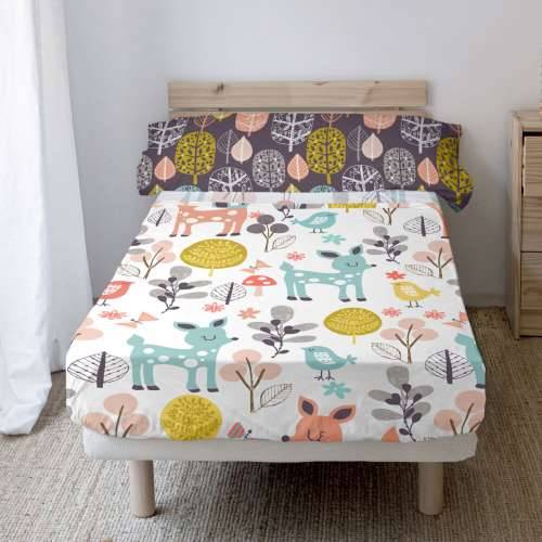 Set posteljine HappyFriday Moshi Moshi Woodland Pisana Krevet od 80/90 2 Dijelovi Cijena