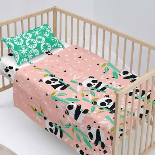 Set posteljine HappyFriday Moshi Moshi Panda garden Roza Dječji krevetić 2 Dijelovi Cijena