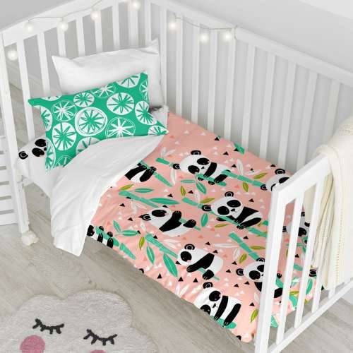 Set pokrivača za poplun HappyFriday Moshi Moshi Panda Garden Roza Dječji krevetić 2 Dijelovi Cijena
